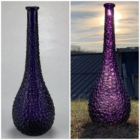 Stunning Rare Dark Purple Vintage Glass Genie Bottle Genie Bottle Bottles Decoration Bottle