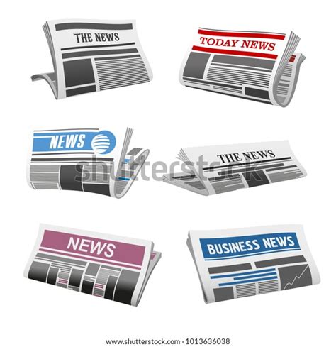 Newspaper Isolated Icons Folded News Magazine Stock Vector Royalty