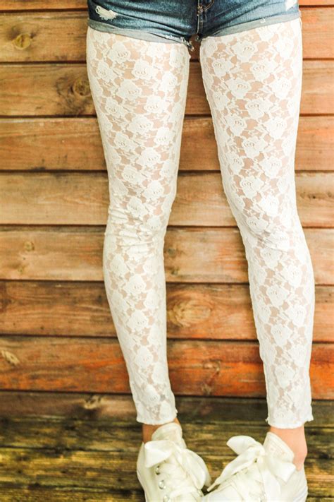 White Lace Leggings High Waist Victorian Gothic Tights In Etsy