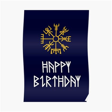 Happy Birthday Viking Runes Poster For Sale By Neon Light Redbubble