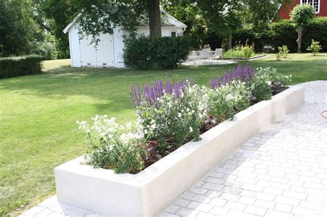 Upphöjd Rabatt Med Lavendel Trädgård Planering Trädgårdsplanering