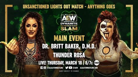 Britt Baker Vs Thunder Rosa Named St Patricks Day Slam Main Event