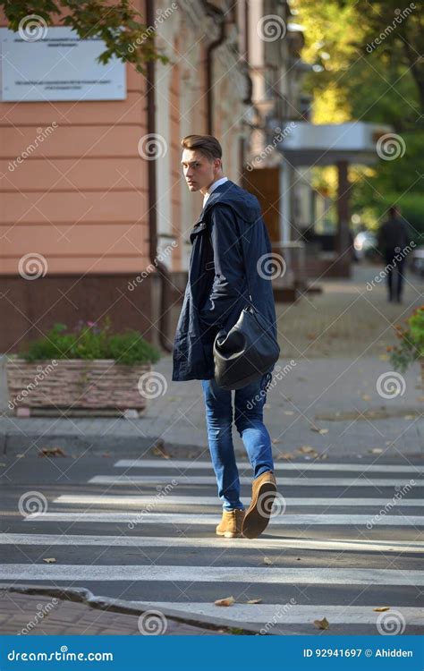 Hipster Guy Walking Down The Street Urban Style Stock Image Image Of