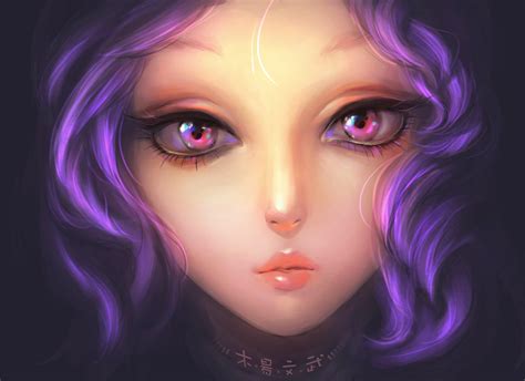 Wallpaper Girl Art Purple Hair Hd Widescreen High Definition