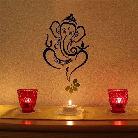 Made By Walldesign Floral Ganesha Vinyl Wall Sticker Indian Art