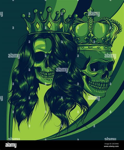 Skulls King And Queen Vector Love Skull Couple Illustration Stock