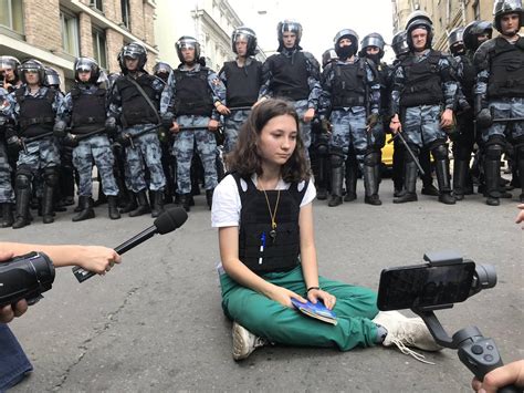 Olga Misik Teenage Girl Reads Constitution In Front Of Putins Riot Police During Moscow