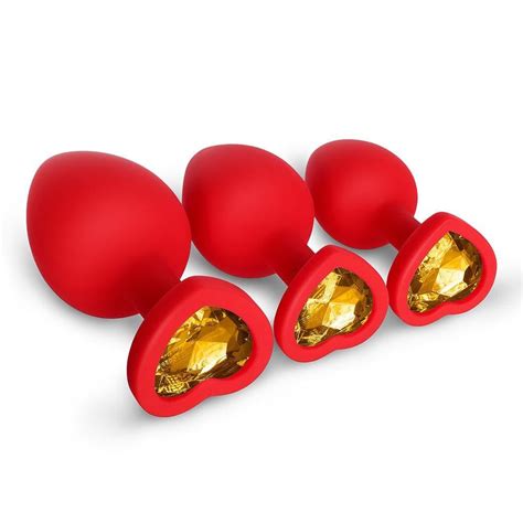 Yellow Gem Red Silicone Butt Plug Set Juntame Juntame Us Official