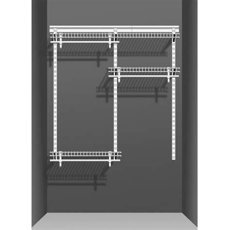 Superslide shelves, 4 shelftrack standards, 3 sets of hang rods with hardware, 2 hang tracks, shelftrack hooks, shelftrack basket and all installation hardware. ClosetMaid ShelfTrack 13 in. D x 72 in. W x 48 in. H Wire ...