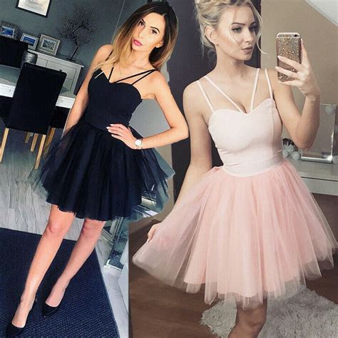 Women Strappy Short Tulle Tutu Dresses Evening Party Cocktail Ball Prom