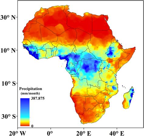 Regional Map Of Averages Precipitation Amounts Over Africa In The