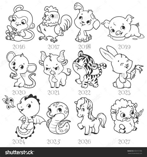 Chinese Zodiac Signs Coloring Pages Printable Chinese Zodiac Coloring