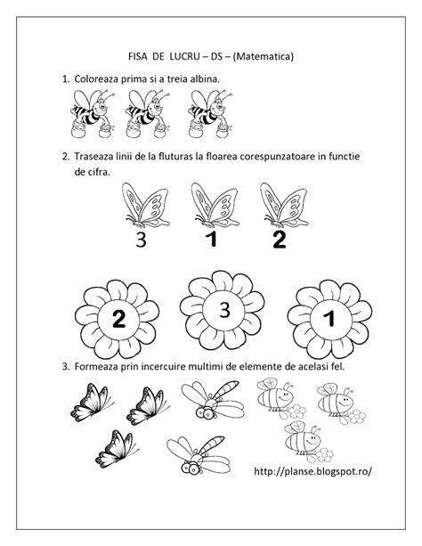 Planse De Colorat Si Fise Pentru Copii Ds Fise De Lucru Cu Insecte