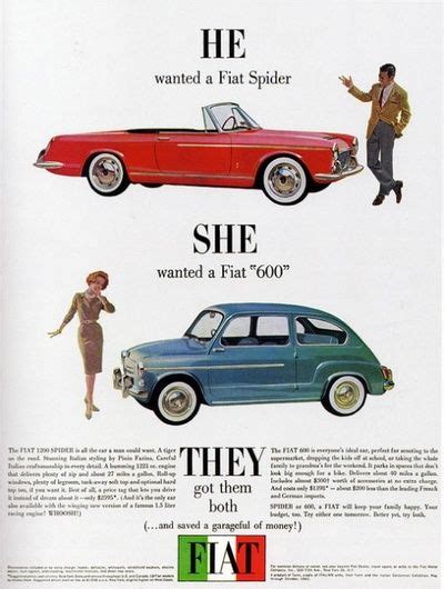 Fiat Vintage Ad They Got Them Both Fiat 600 Retro Ads Vintage Ads