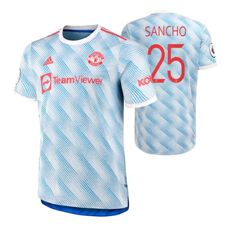 Jadon Sancho Jersey Manchester United Away White 2021 22 Authentic Patch