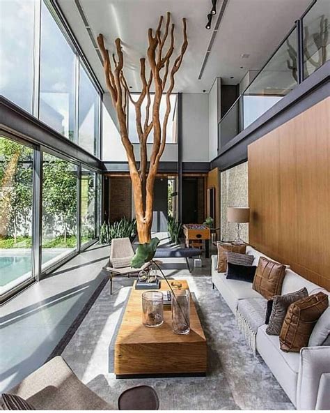 Perfect Mix Between Organic Materials In The Living Space And Modern
