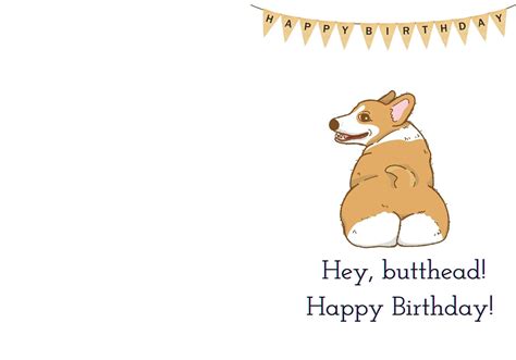 Corgi Birthday Card Printable Dog Birthday Card Printable Birthday