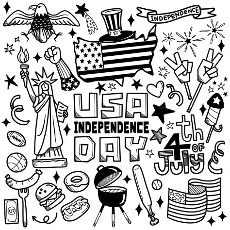 Premium Vector | 4th of july fourth of july doodle set usa independence