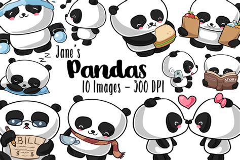 Kawaii Pandas Clipart 127160 Illustrations Design Bundles