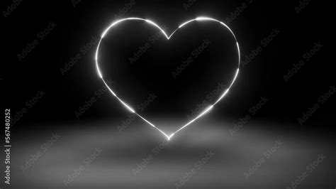 Neon Heart Shape Animation With 3d Floor Glowing Heart Shape Neon