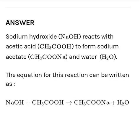What Type Of Salt Is Obtained When Sodium Hydroxide Reacts With Acetic