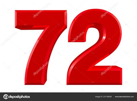 Red Numbers 72 On White Background Illustration 3d Rendering Stock