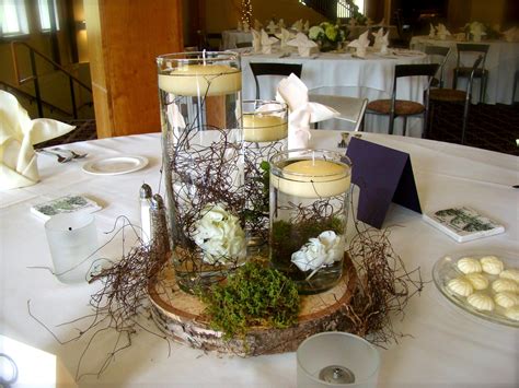 Floating Candle Centerpiece Set On Birch Moss And Vine Vermont