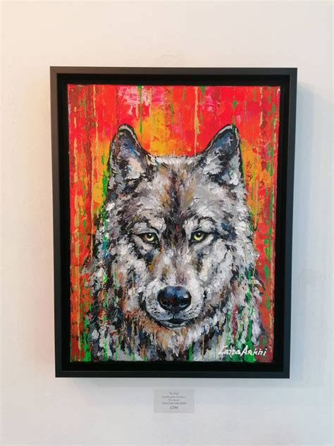 Original Abstract Acrylic Painting On Canvas The Wolf Framed Etsy