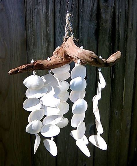 Sea Shell Wind Chime Outdoor Garden Mobile Coastal Decor White Shell