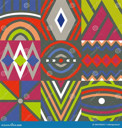 Colourfull Zulu Design Pattern Backgrounds Stock Illustration