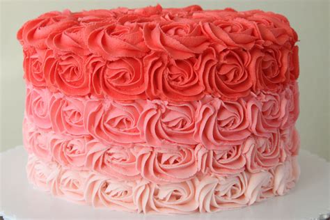 Pink Ombre Rose Cake Rebecca Cakes And Bakes