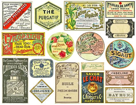 17 Apothecary Powder And Chemist Labels Featuring Victorian French Them