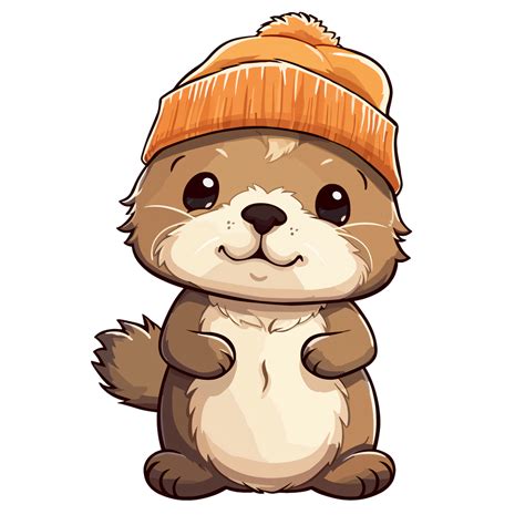 Cute Baby Otter Wearing A Bonnet Hat AI Generative 33494782 PNG