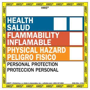 Cautionary labels are given for products or containers containing hazardous material. Bilingual Original HMIS® Labels