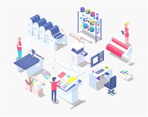 Printing House Isometric Polygraphy Composition Vector Hd Png Download