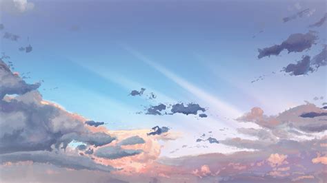 Download Sky Clouds Original Anime 2048x1152 Wallpaper Dual Wide