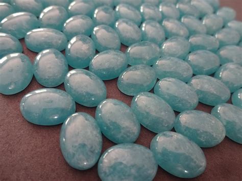 14x10mm Natural Quartz Cabochon Dyed Aquamarine Color Oval Gemstone