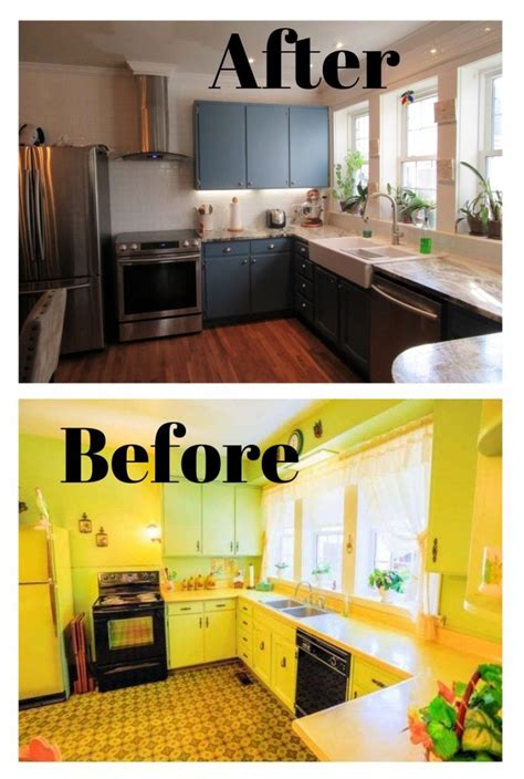 Bountiful Blue Painted Kitchen Cabinets Before And After Vintage Chic