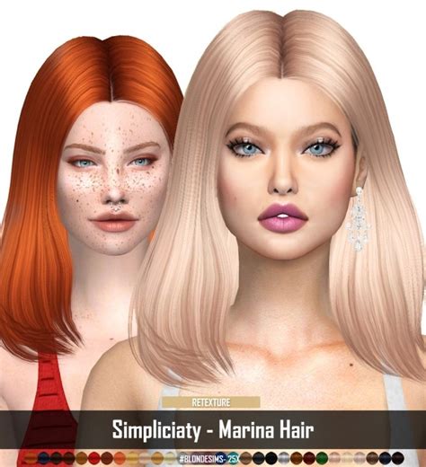 Blondesims Simpliciaty Marina Hair Retexture At Redheadsims The Sims