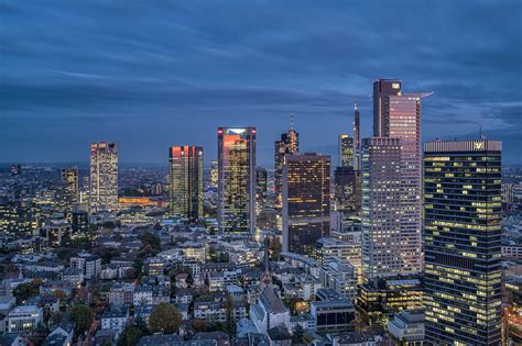 Frankfurt Skyline Bei Nacht Fototante