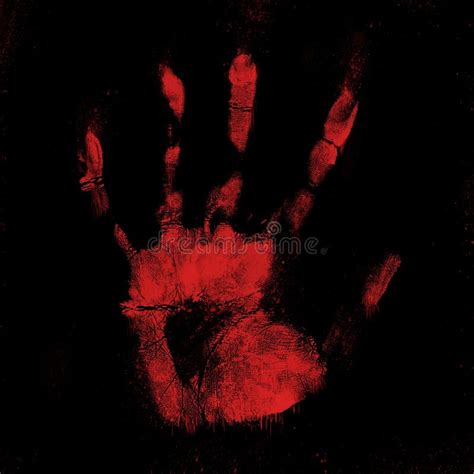 Scary Bloody Hand Print On Black Background Stock Illustration