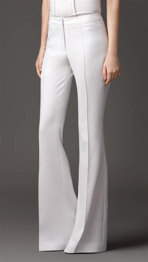 Burberry Tailored Flared Trousers In White Natural White Lyst