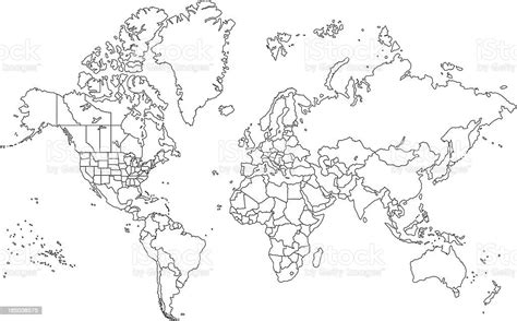 Outline World Map Stock Illustration Download Image Now Istock