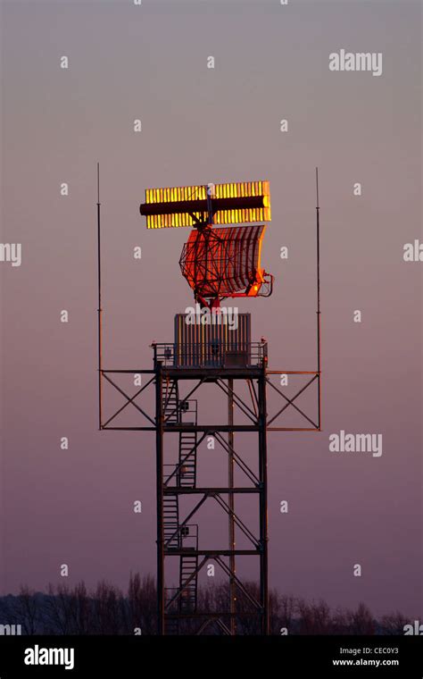 Air Traffic Control Radar Beacon System At Oxford Airport At Twilight