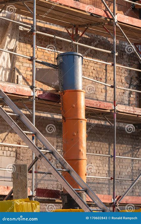 A Rubble Chute On Scaffolding Stock Image Image Of Ladder Industry