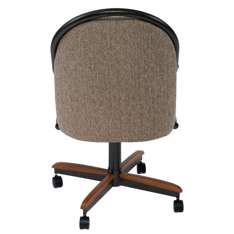 Casual Dining Cushion Swivel And Tilt Rolling Caster Chair Grey