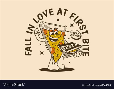 Fall In Love At First Bite Character Of Pizza Vector Image
