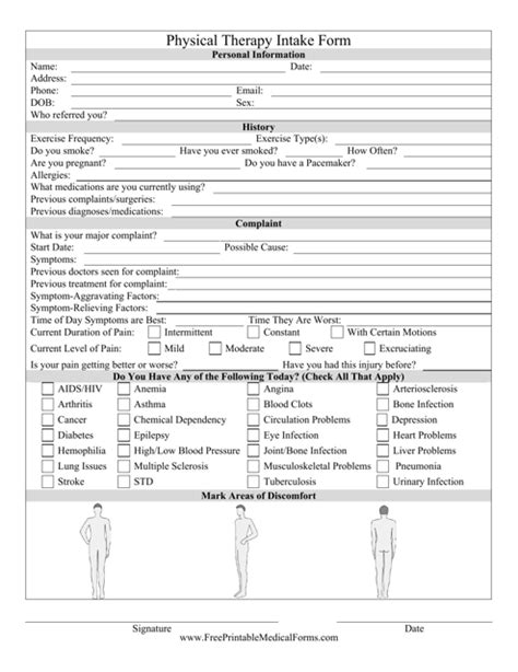 Free Printable Physical Therapy Forms TUTORE ORG Master Of Documents
