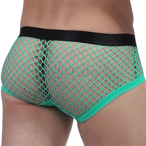 Cool Summer Mens Sexy Openwork Mesh Bikini Briefs Fishnet Shorts Pants Underwear Underwear