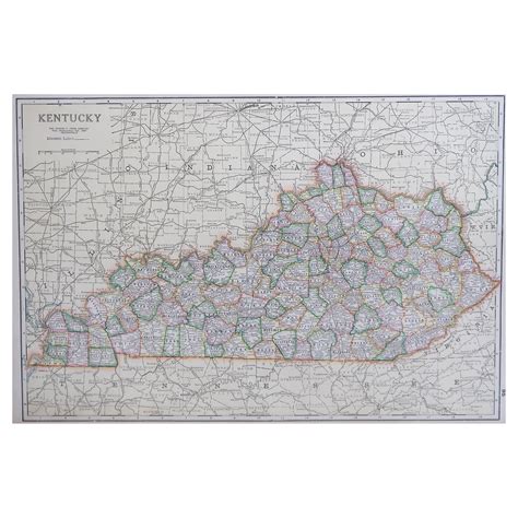 Large Original Antique Map Of Kentucky Usa C1900 For Sale At 1stdibs